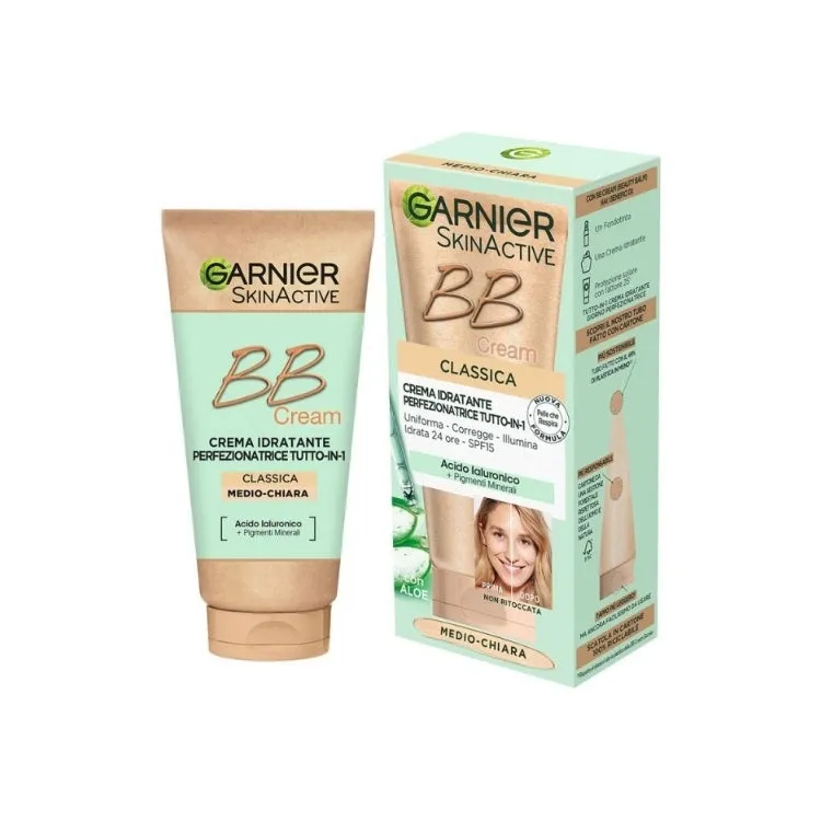 Garnier - Skin Active - BB Cream Classica - Crema Idratante Perfezionatrice Tutto-In-1 - Uniforma Corregge Illumina Idrata 24H - SPF 15