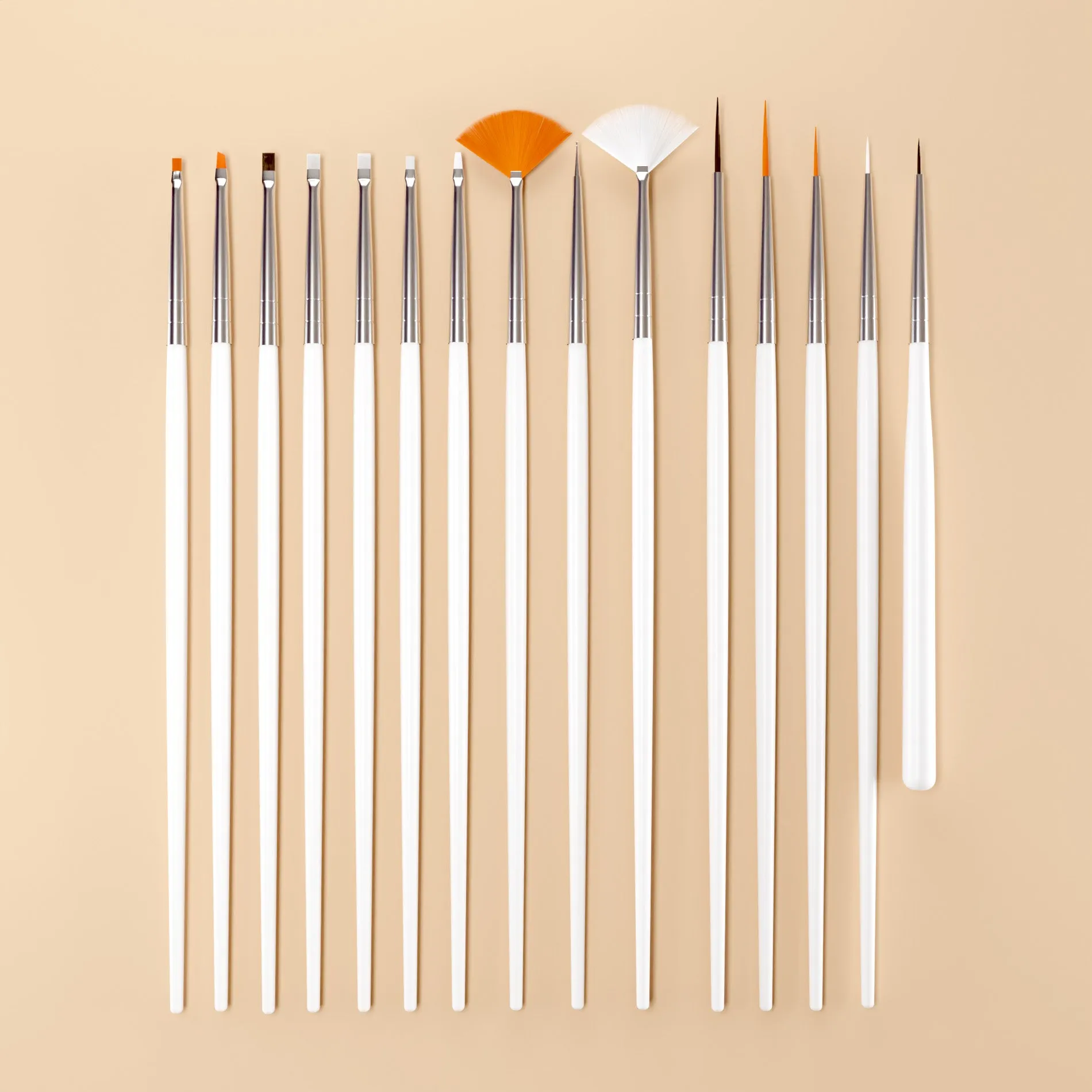 Gel Brush Set - Nail Art - (15pcs)