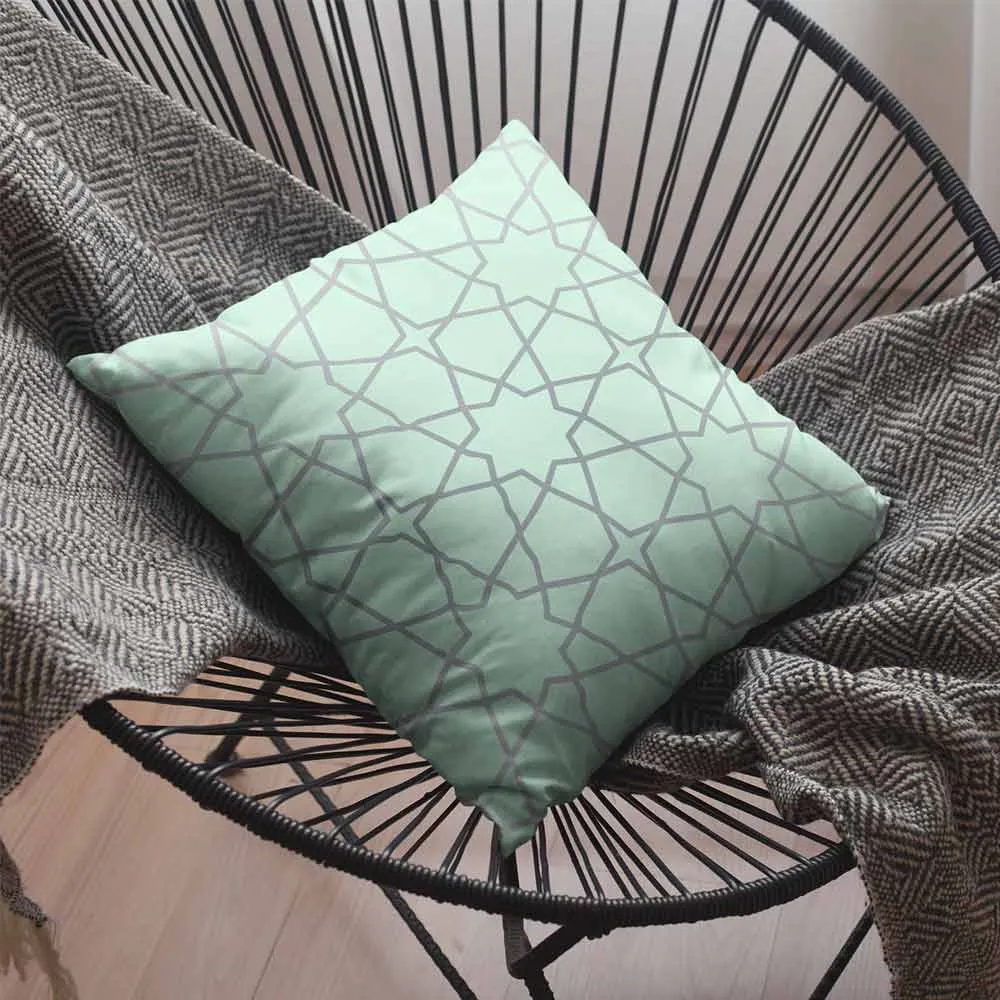Geometric pattern lime green cushion cover