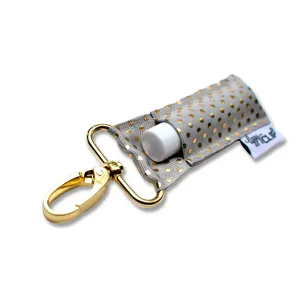 Gold Dots on Grey LippyClip® Lip Balm Holder for Chapstick