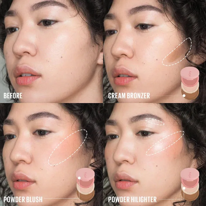 KAJA Face Bento Cream Bronzer, Powder Blush & Highlighter Sculpting Trio