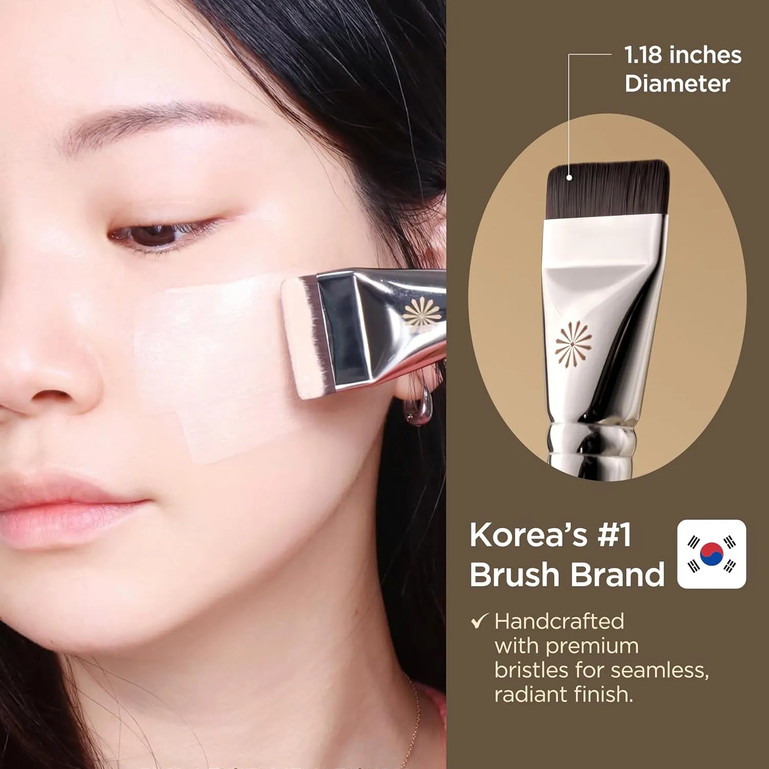 Korean Piccasso Brush FB11 Spatula Brush  Professional Foundation Brush for Liquid Makeup, Flat and Soft Bristles for Seamless Application, Ideal for Liquid Foundation and Cream Face Makeup