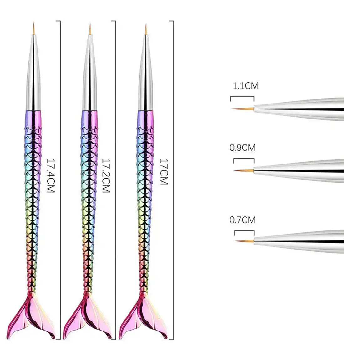 Kulis - Fishtail Holography Liner Brush - Set of 3Pcs