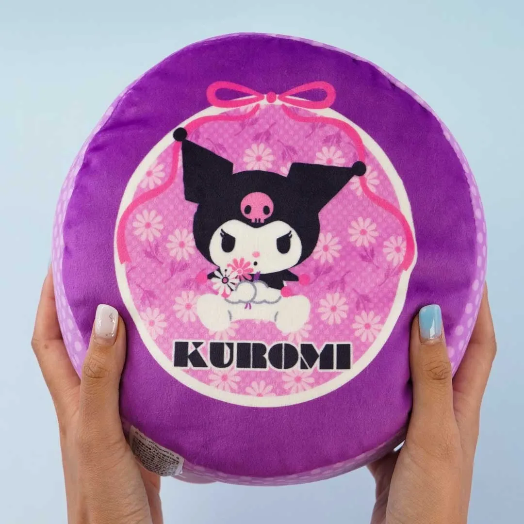 Kuromi Flowery Puff Round Cushion