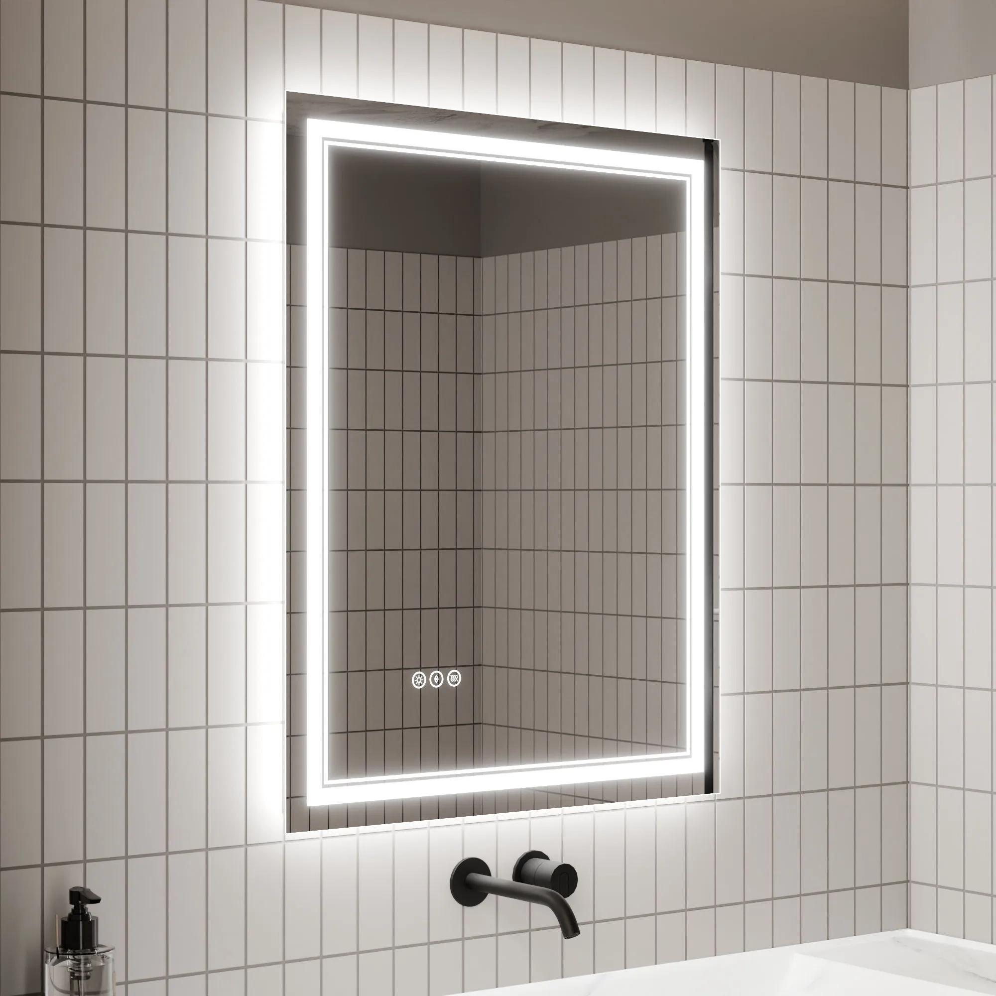 Led Bathroom Mirror, 28X36" Bathroom Vanity Mirrors With Lights, Mirrors For Wall With Smart Touch Button, Anti - Fog, Memory Function, Stepless Dimmable Makeup Mirror (Horizontal / Vertical)