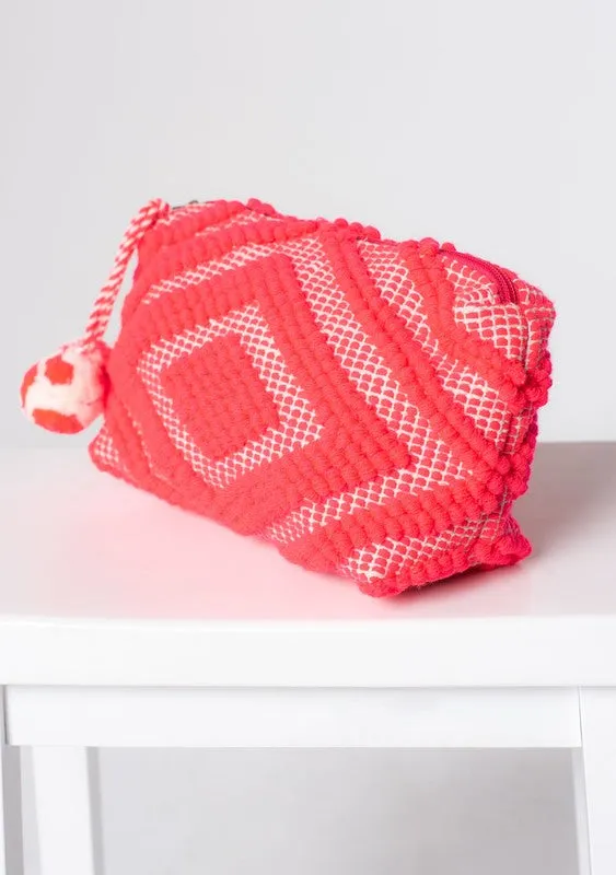 Leila Pink Diamond Motif Makeup Bag