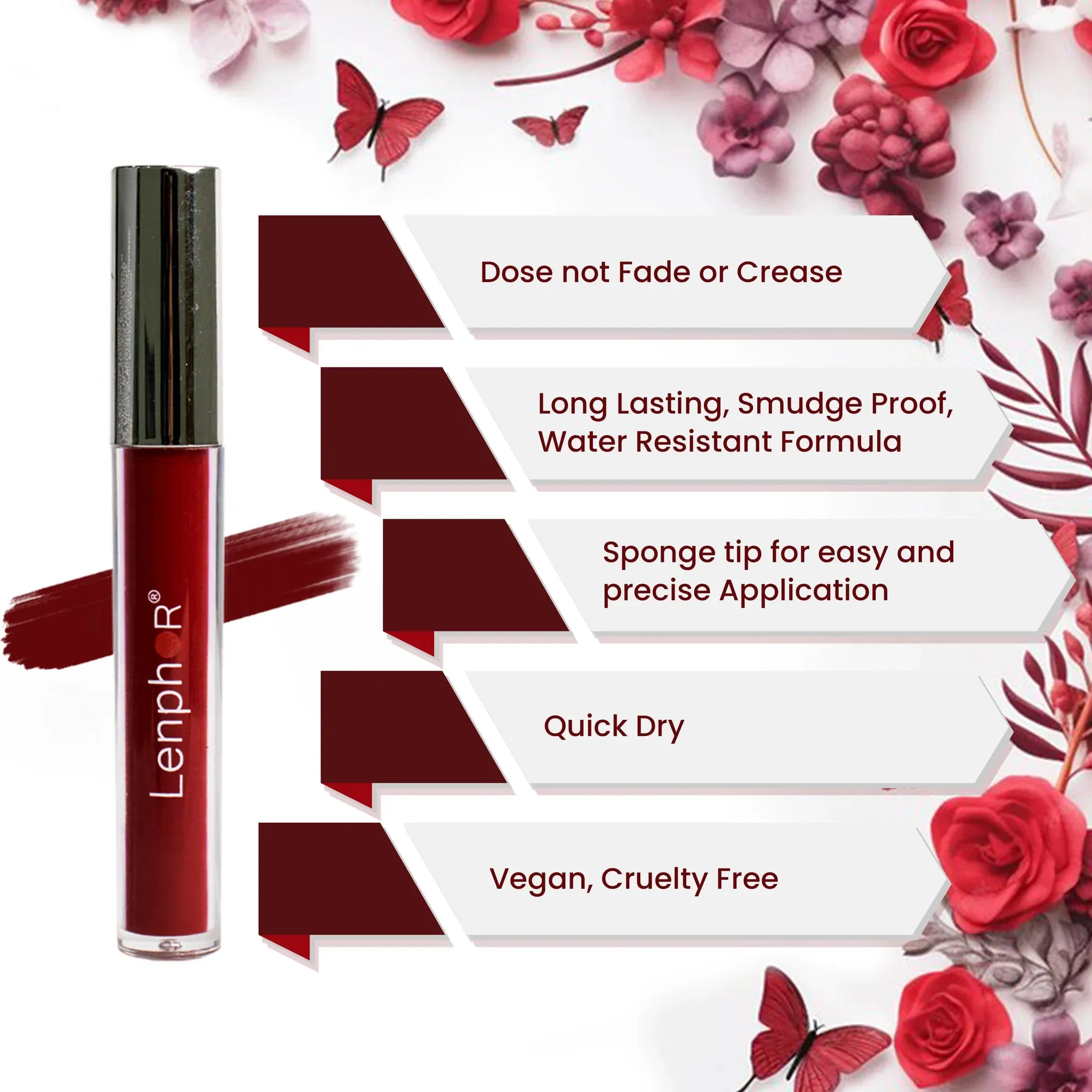 Lenphor Liquid Sindoor Maroon 5ml