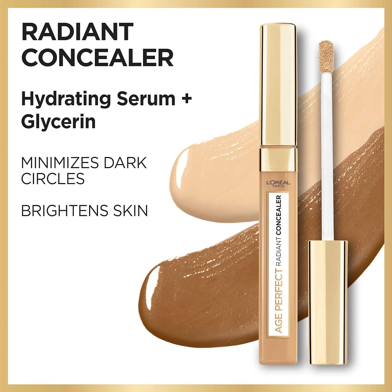 LOral Paris Age Perfect Radiant Concealer with Hydrating Serum and Glycerin, Almond