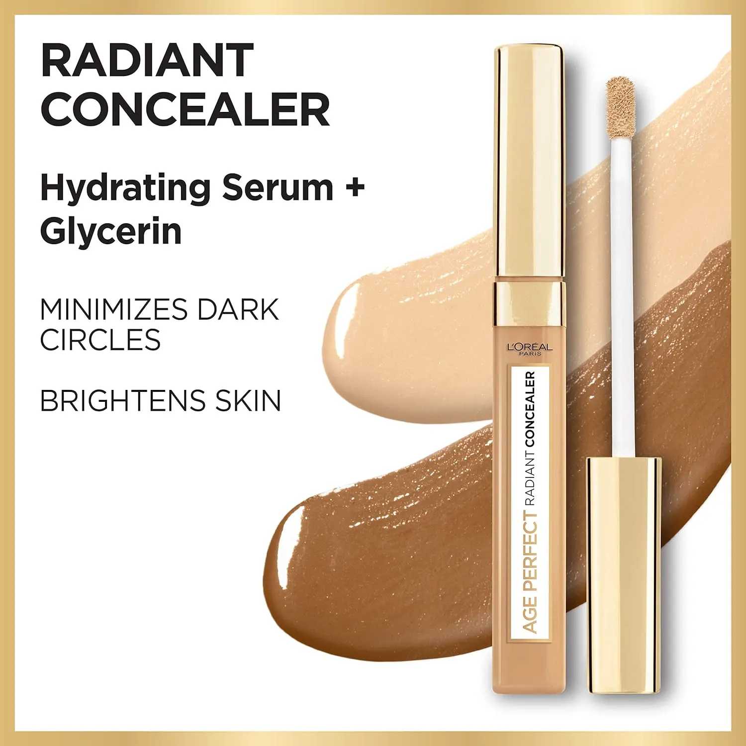 LOral Paris Age Perfect Radiant Concealer with Hydrating Serum and Glycerin, Ivory Beige