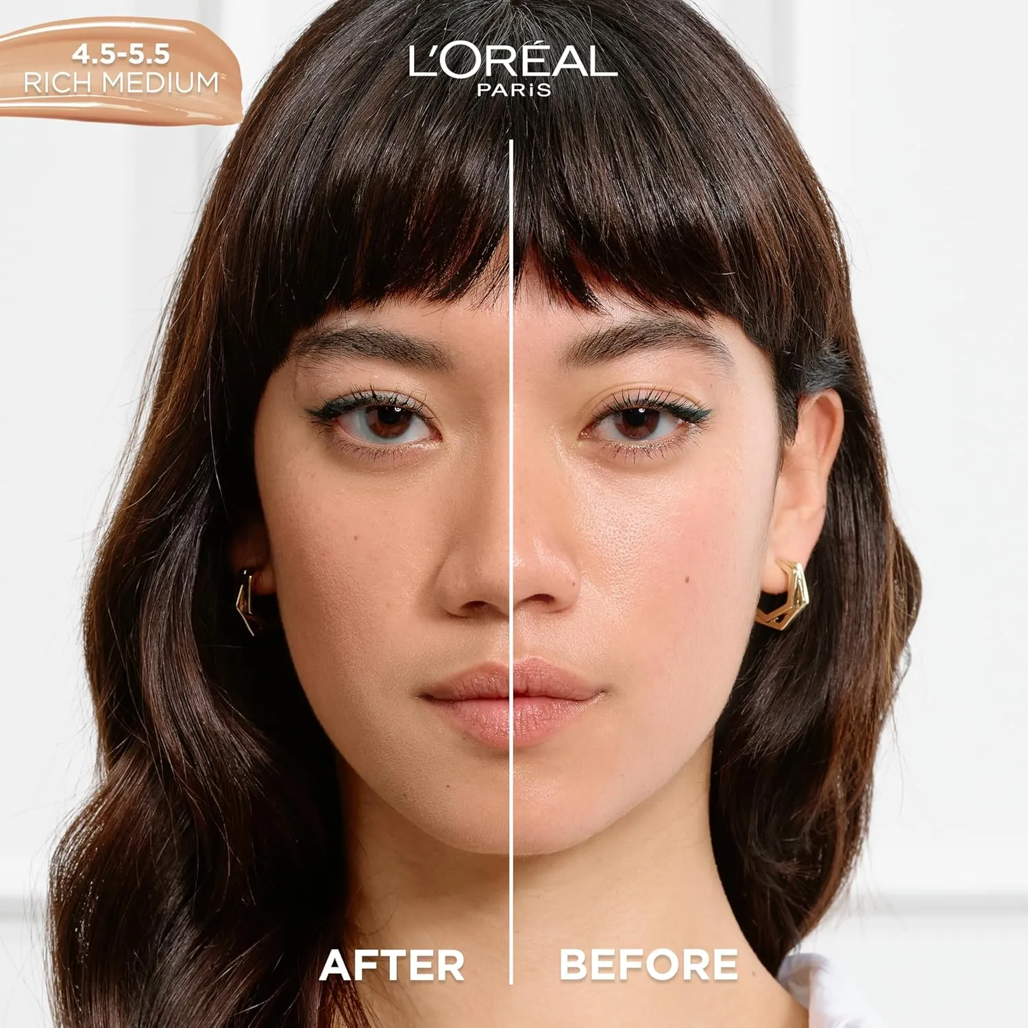 L'Oreal Paris True Match Nude Hyaluronic Tinted Serum Foundation with 1% Hyaluronic acid, Rich Medium 4.5-5.5, 1 fl. oz.