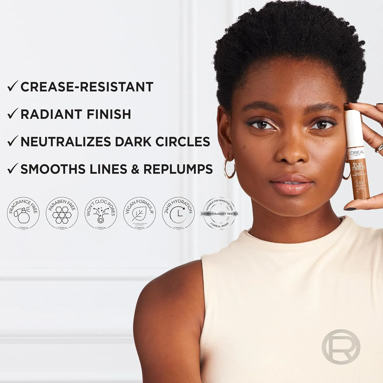 L'Oreal Paris True Match Radiant Serum Concealer, Brightening Under Eye Concealer Make Up with 1.5% Hyaluronic Acid and Caffeine, N3, 0.33 Oz