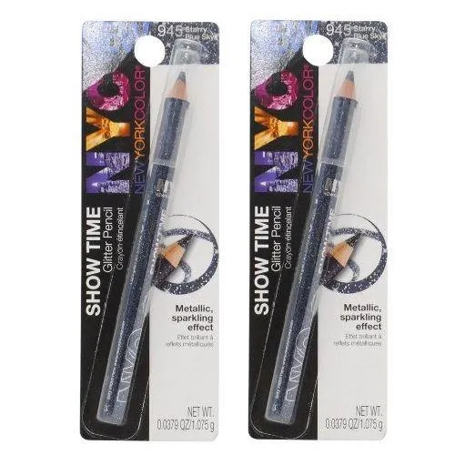 LOT OF 2 - NYC Show Time Glitter Pencil, Starry Blue Sky 945, 0.0379 Oz (1.075g)
