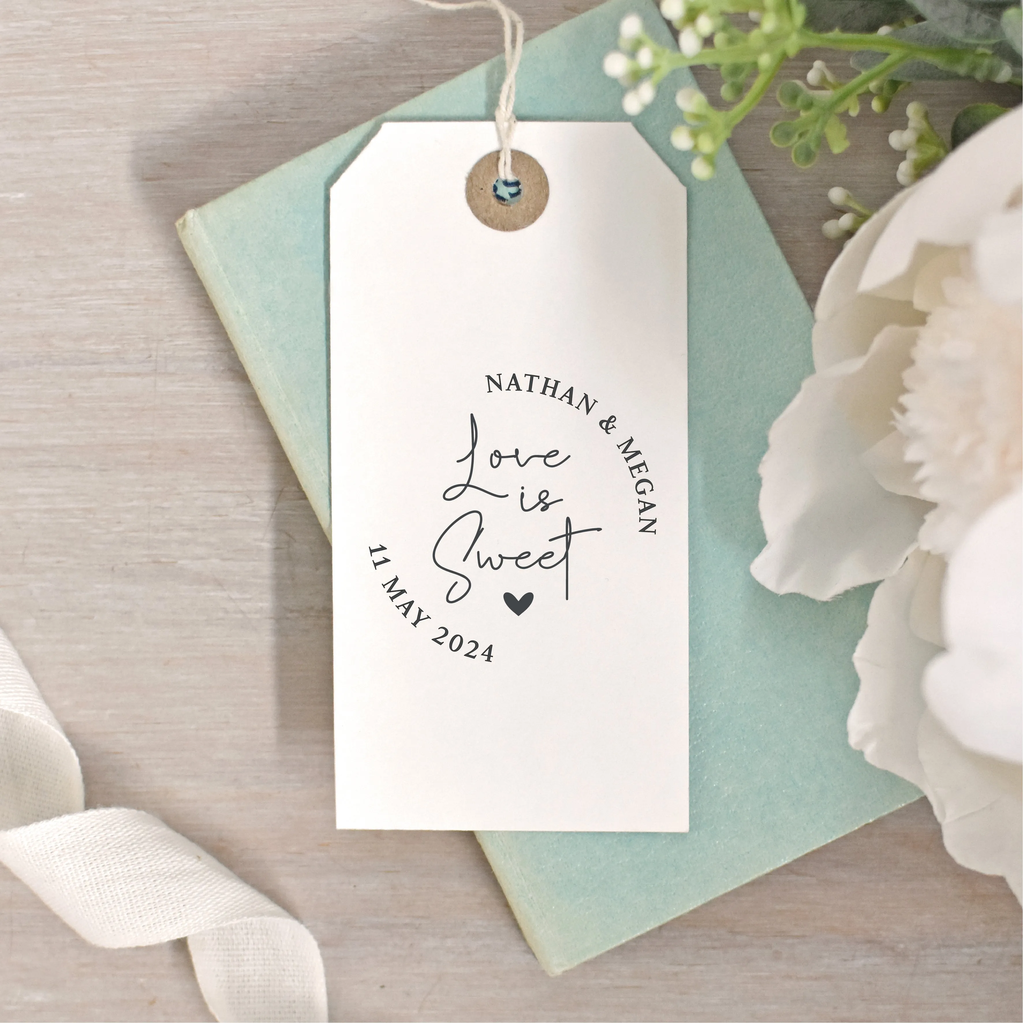 Love is Sweet Circle Custom Rubber Wedding Stamp