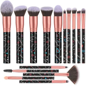 Luck Land-15pcs Black Makeup Brush Sets