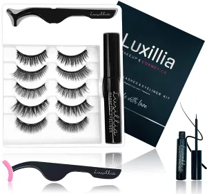 Luxillia Magnetic Eyelash Set - Natural Look, Waterproof Liner, 100% Cruelty-Free - 7 Pieces