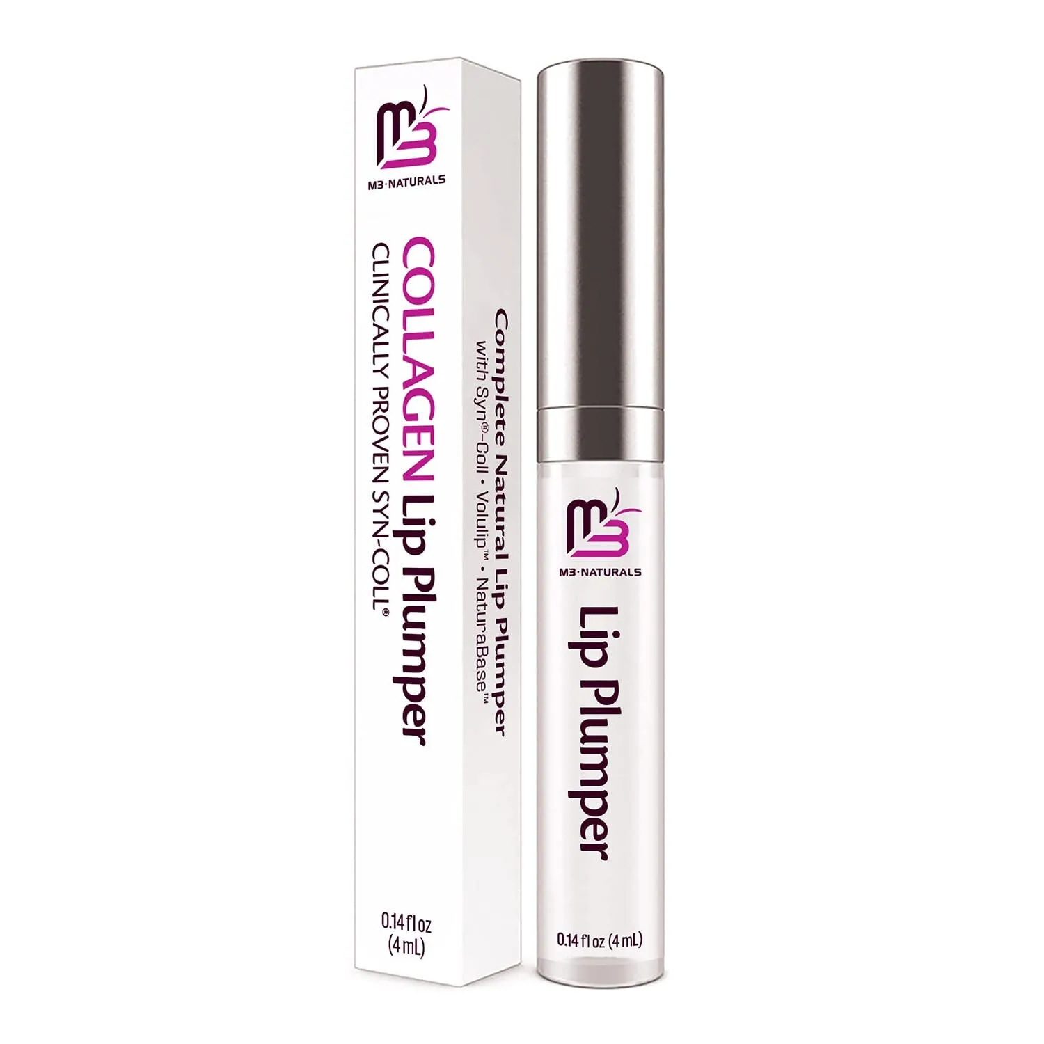 M3 Naturals Lip Plumper - Fuller, Hydrated Lips, Natural Oils & Peptides - 0.25oz