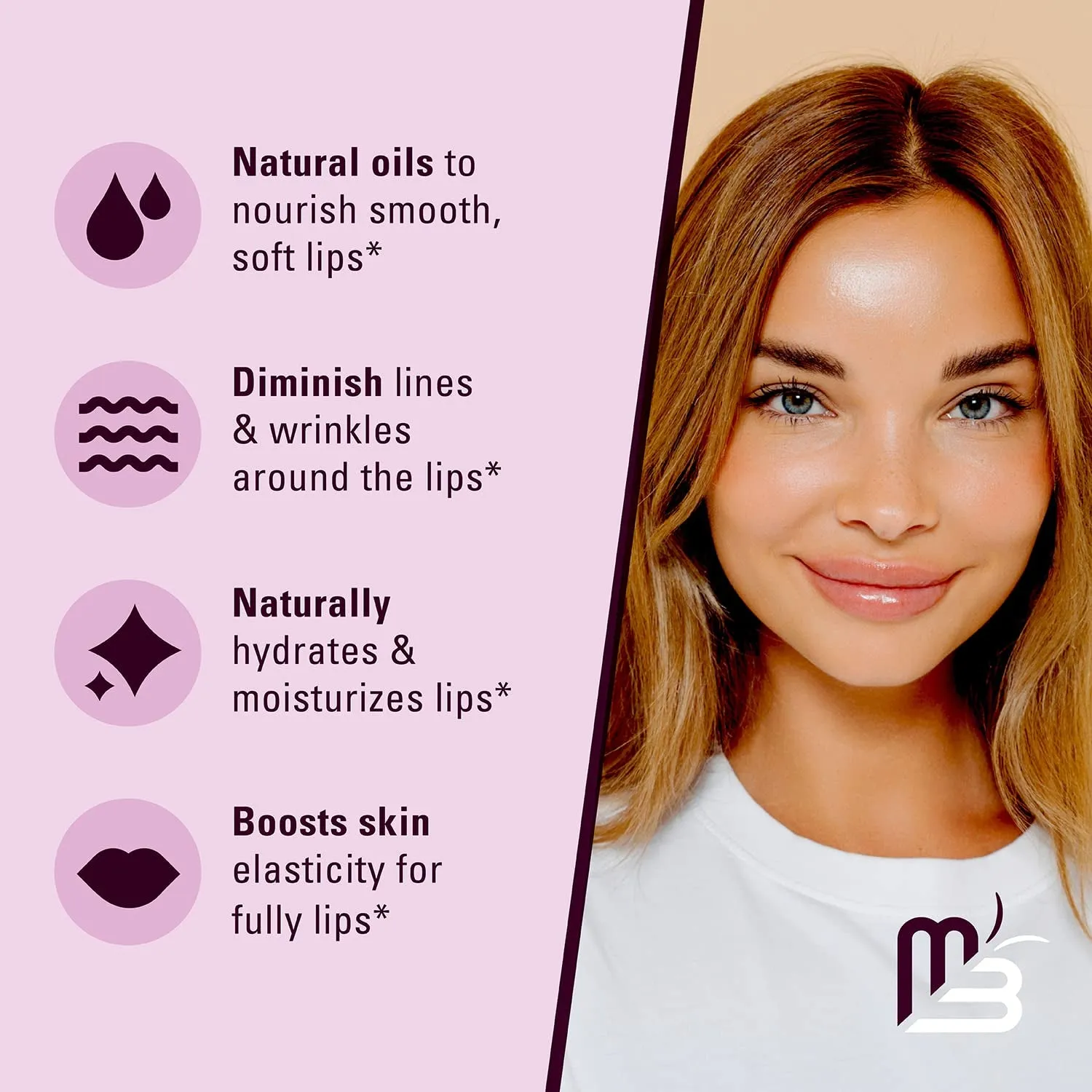 M3 Naturals Lip Plumper - Fuller, Hydrated Lips, Natural Oils & Peptides - 0.25oz