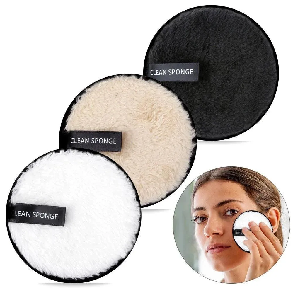 Makeup Remover Pads, Reusable Microfiber, Eco-Friendly, Gentle on Skin, Travel-Friendly, Ideal for Quick and Easy Makeup Removal, Set of 3 Pads