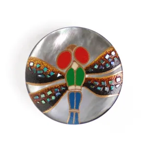 Maki-e Urushi Lacquer Brooch - Black Lip Oyster Pearl Shell / Dragonfly -, Traditional Japanese Urushi Lacquer Jewelry