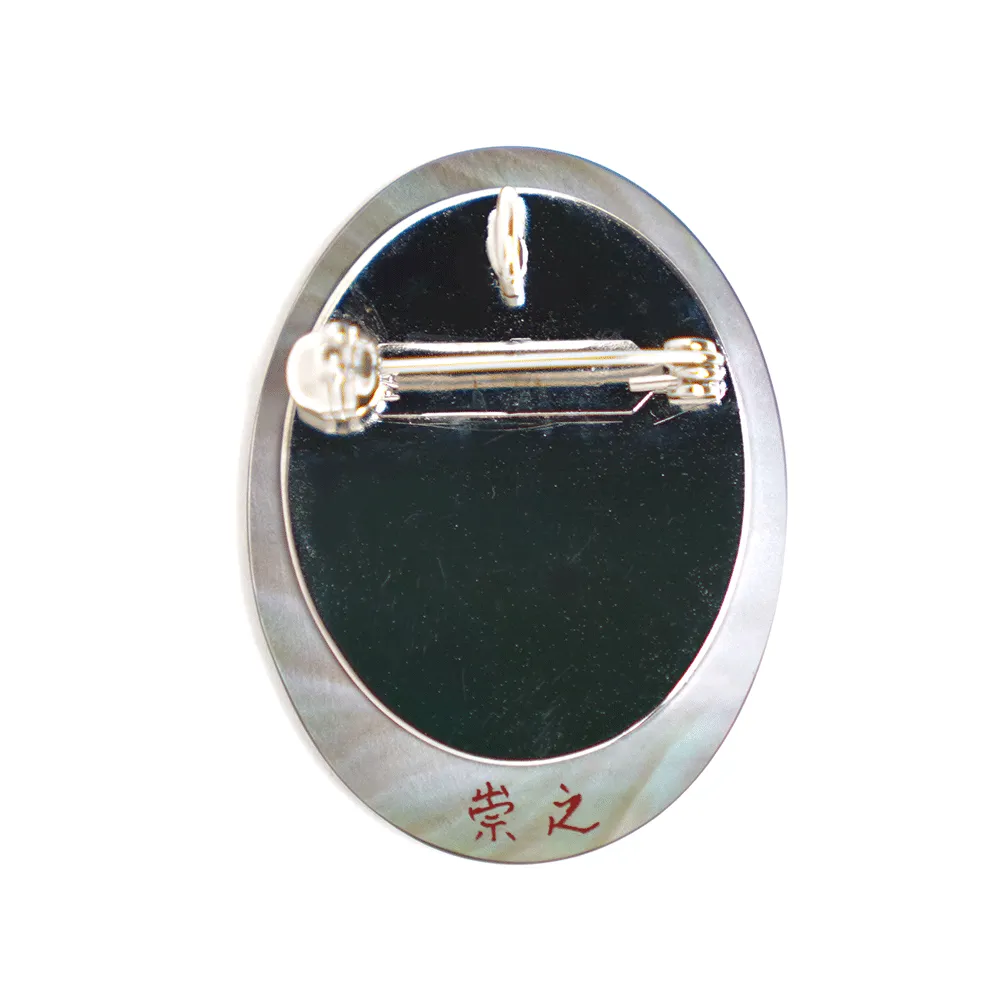 Maki-e Urushi Lacquer Brooch - Black Lip Oyster Pearl Shell / Sunshine -, Traditional Japanese Urushi Lacquer Jewelry