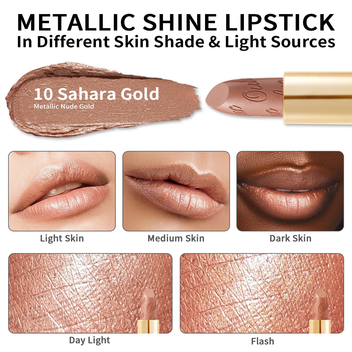 Metallic Shine Lipstick | D10 Sahara Gold