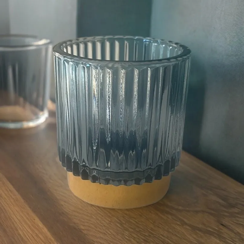 Minimalist Botanical Love Ribbed Candle Holder