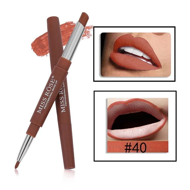 Miss Rose Matte Lipstick 2 In 1 Waterproof Lipliner