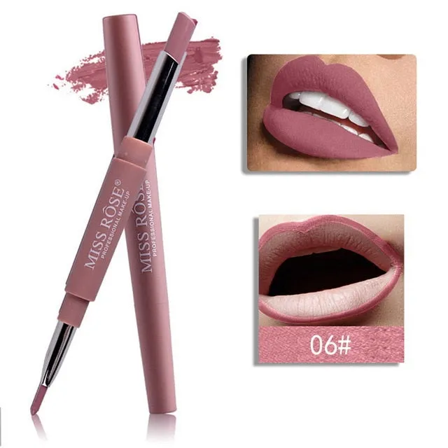 Miss Rose Matte Lipstick 2 In 1 Waterproof Lipliner