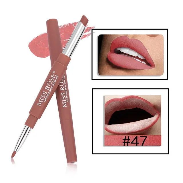 Miss Rose Matte Lipstick 2 In 1 Waterproof Lipliner