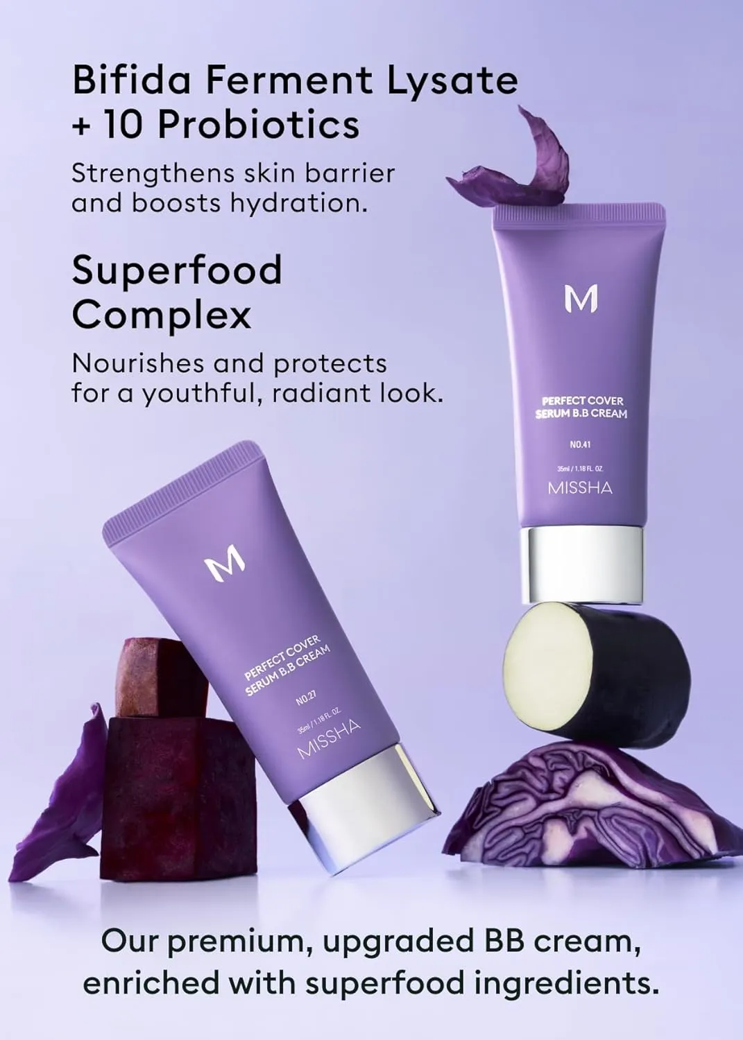 MISSHA M PERFECT COVER SERUM BB CREAM No.23 Natural Beige-Light/Medium with Cool/Neutral Undertone, Skin Tint, Tinted Moisturizer, Skin Care Foundation Makeup,Superfood Complex,Glass Skin, 1.18 Fl oz
