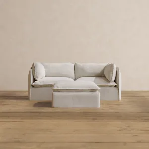 Modular Washable 2-Seater   Ottoman in Powder | Memorix  Seat | Contour Pillow