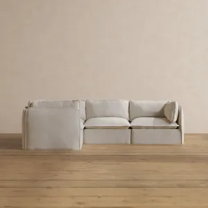 Modular Washable 4-Seater Corner Sectional in Powder | Deluxe  Seat | Contour Pillow