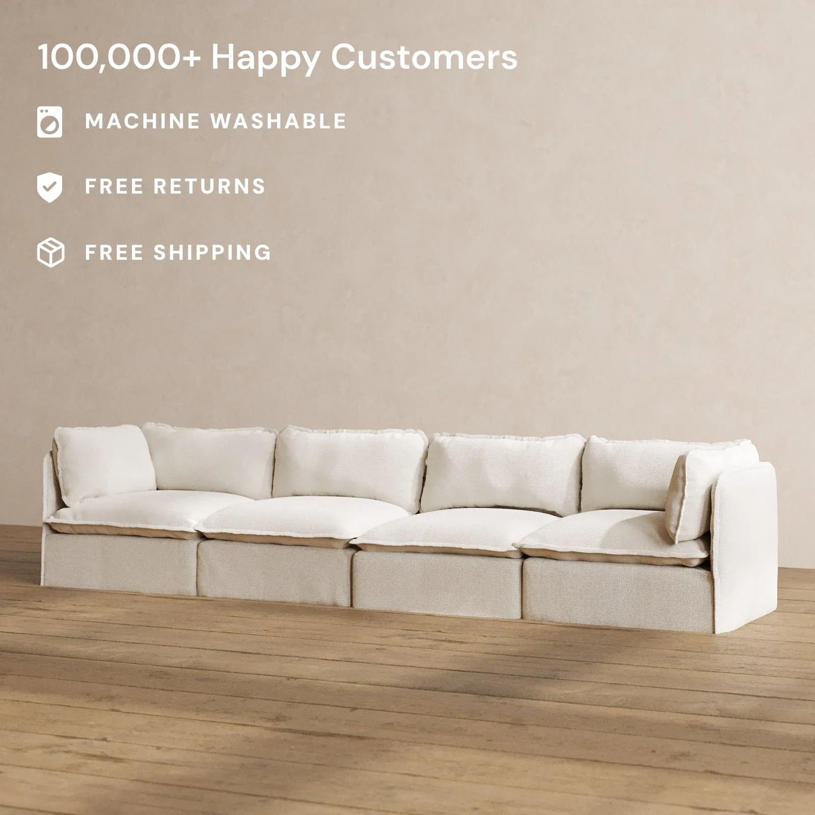 Modular Washable 4-Seater in Powder | Memorix  Seat | Contour Pillow