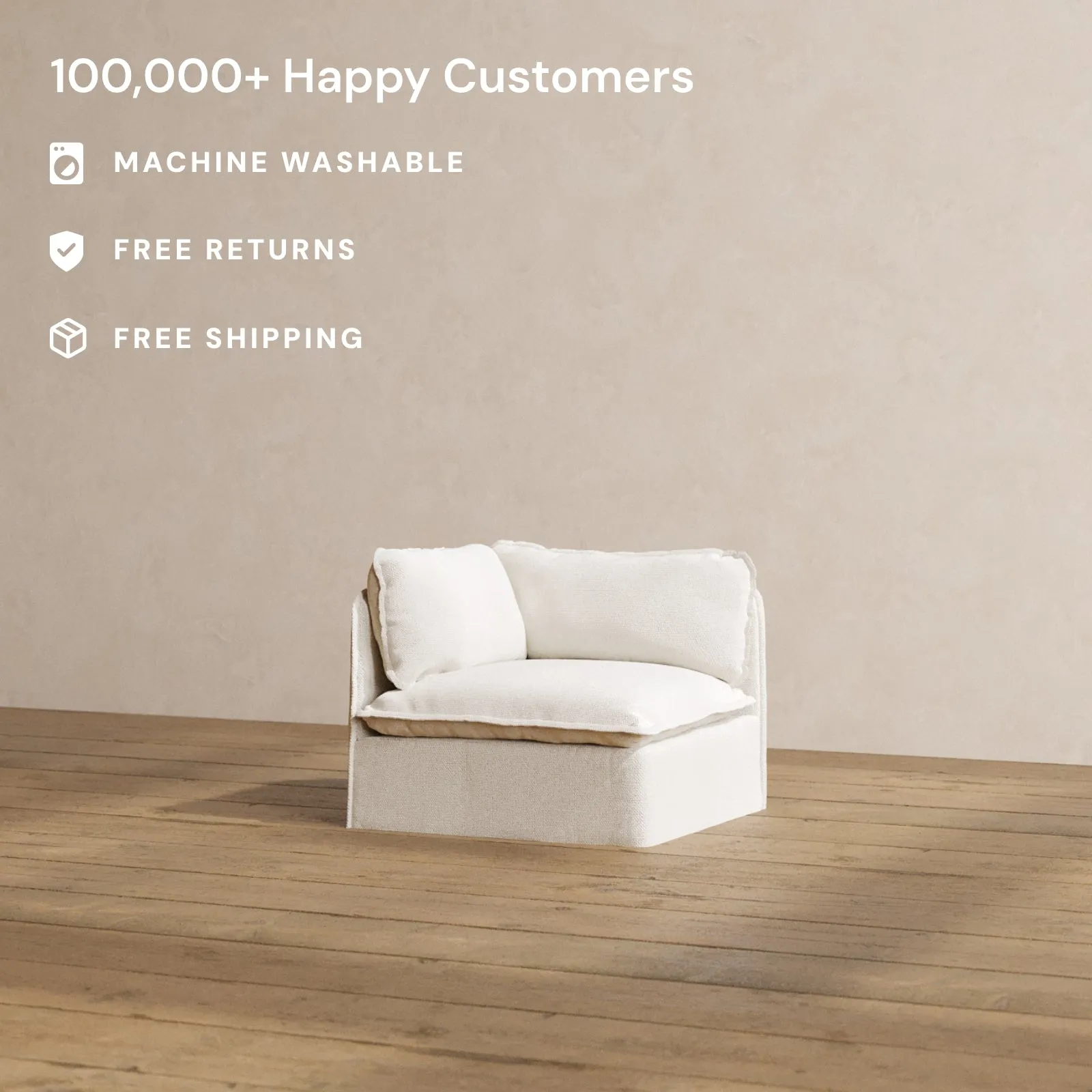 Modular Washable Corner Chair in Powder | Deluxe  Seat | Contour Pillow