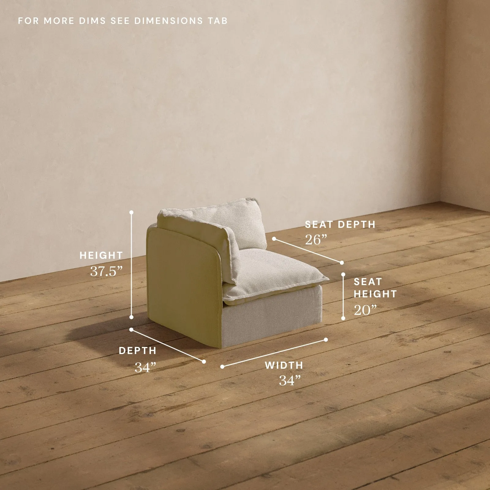 Modular Washable End Chair - Left in Powder | Memorix  Seat | Contour Pillow