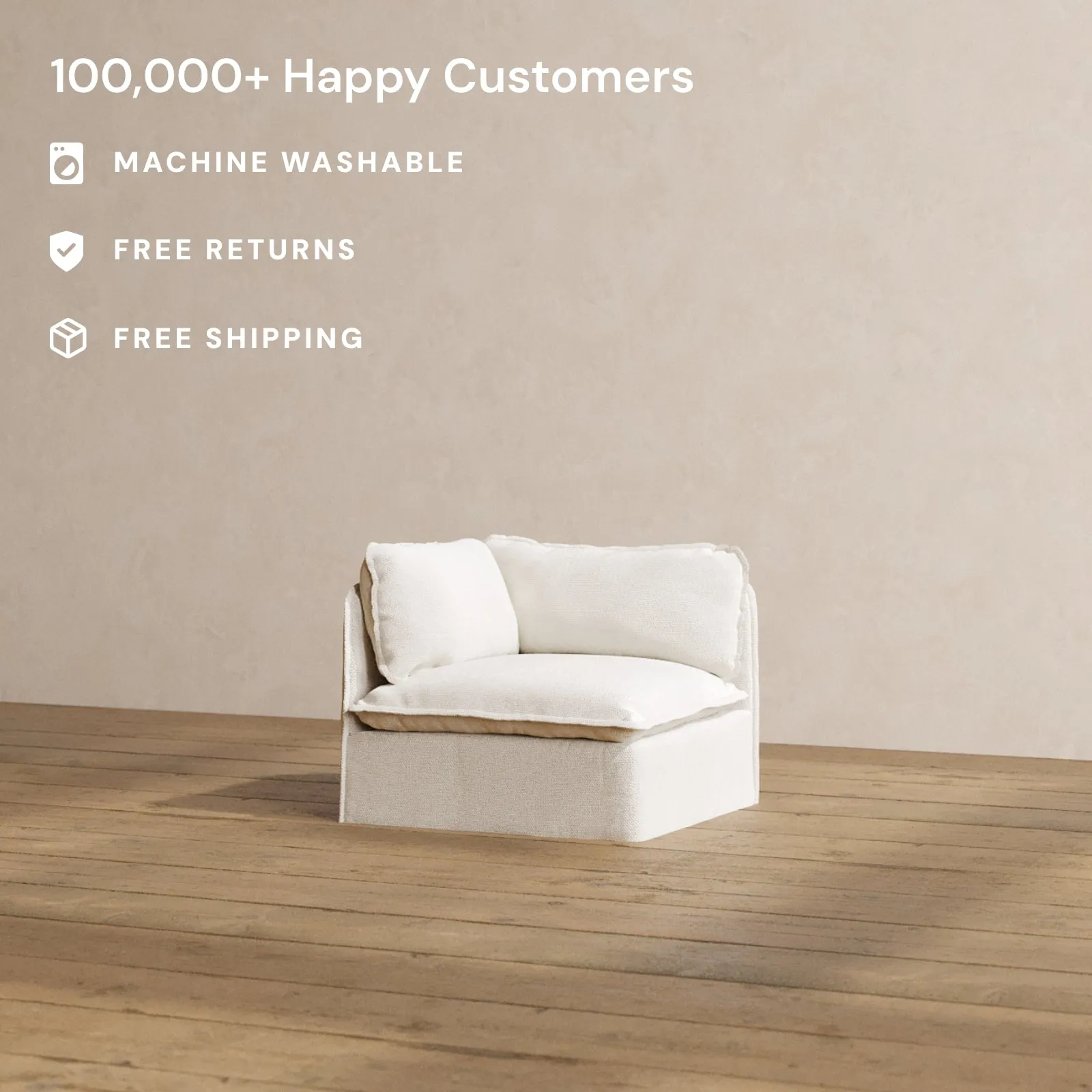 Modular Washable End Chair - Left in Powder | Memorix  Seat | Contour Pillow