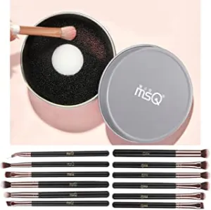 MSQ Brush Cleaner Color Removal Sponge Remove Shadow Color from Brush and Eye Makeup Brushes 12pcs Rose Gold Eyeshadow Makeup Brushes Set