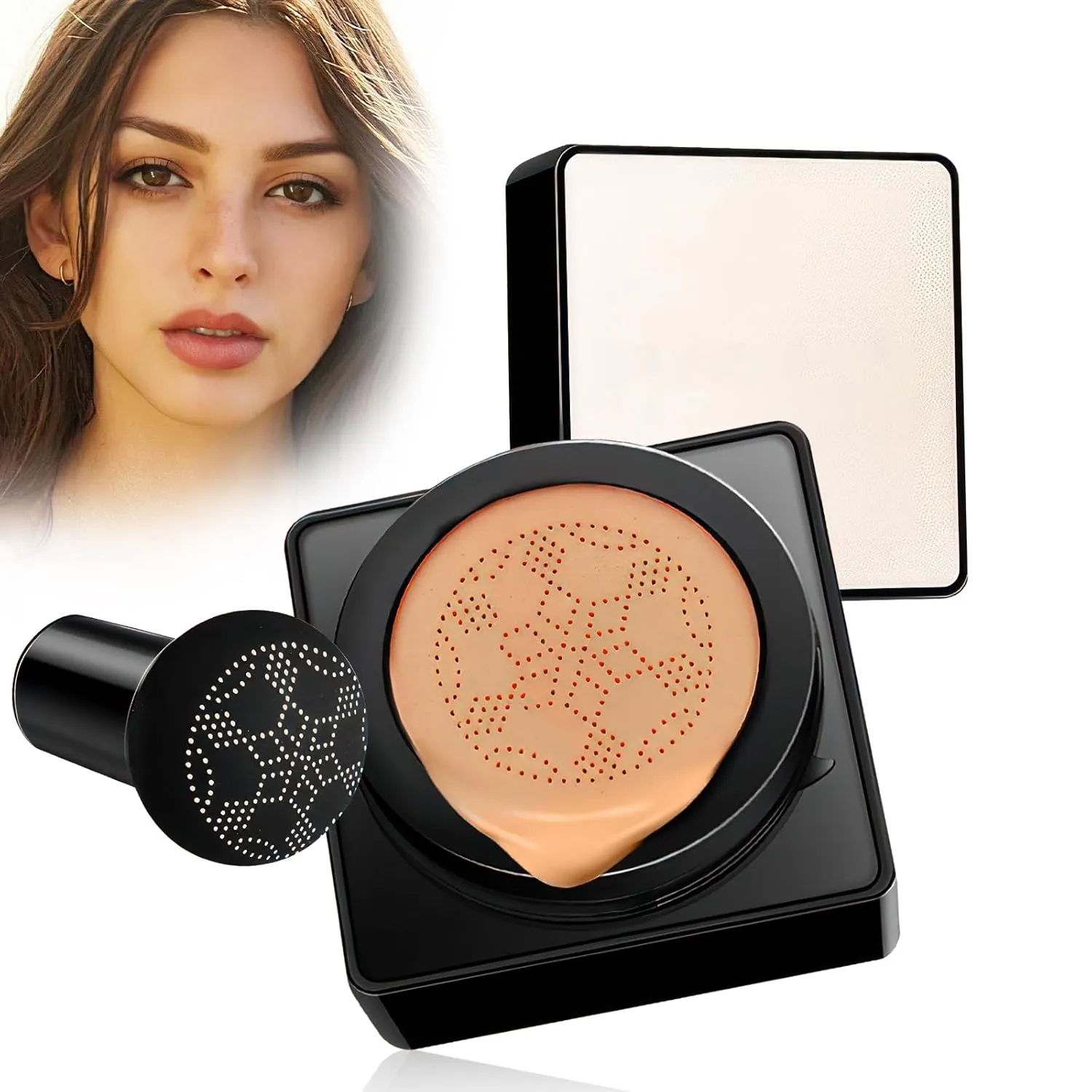 Mushroom Head Air Cushion CC Cream - BB Cream Makeup with Screw Lid Concealer, Moisturizing, Matte, Waterproof & Oil Control, Create a Flawless Base Makeup (Medium Deep)
