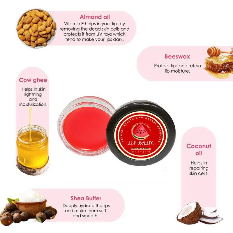 Natural Health and Herbal products Exotic Water-Melon Fusion Lip Revitalizer Soft Lips Natural Liptint bibirkering 12 Hrs Miniaturization, Long Lasting, Romantic, Kissable, Smooth Enriched, Care- 8g