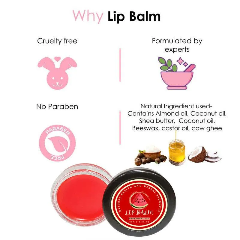Natural Health and Herbal products Exotic Water-Melon Fusion Lip Revitalizer Soft Lips Natural Liptint bibirkering 12 Hrs Miniaturization, Long Lasting, Romantic, Kissable, Smooth Enriched, Care- 8g