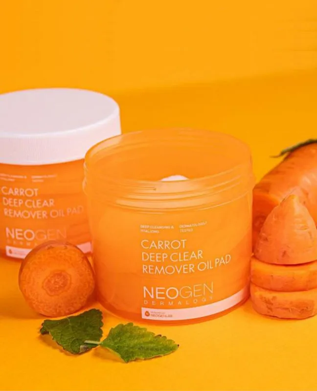 NEOGEN Carrot Deep Clear Remover Oil Pad شرائح تقشير وتهدئة البشرة بالجزر