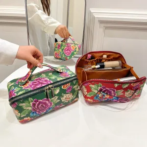 Northeast China Flower Cotton Coat Print Storage Cosmetic Bag