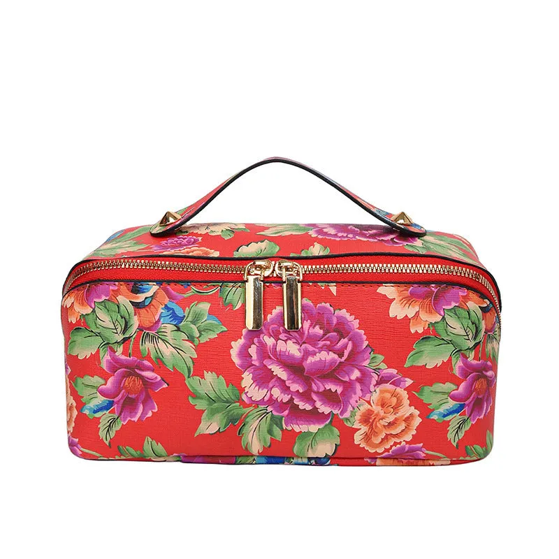 Northeast China Flower Cotton Coat Print Storage Cosmetic Bag