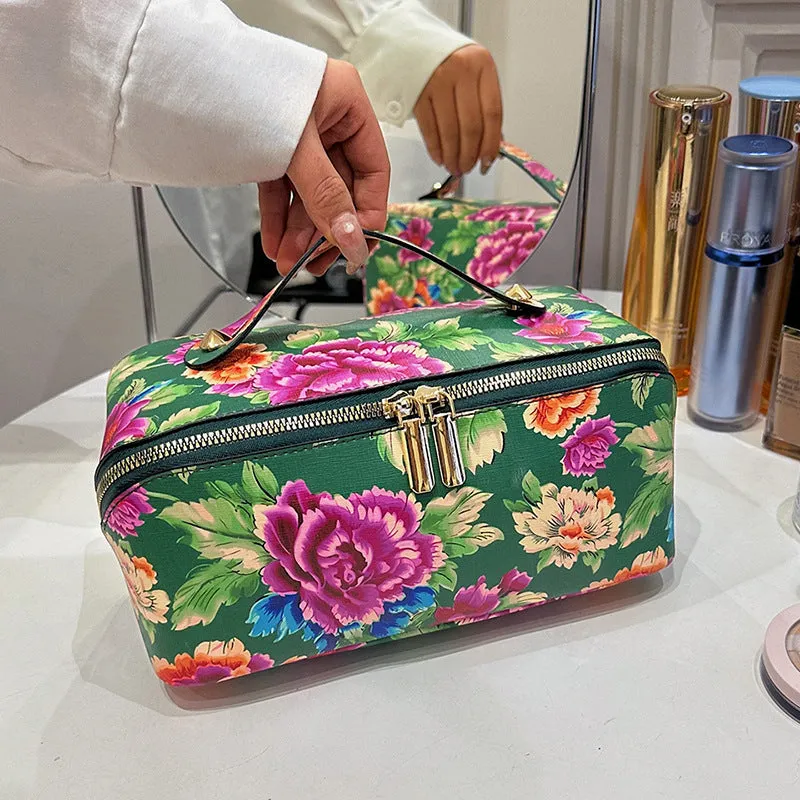 Northeast China Flower Cotton Coat Print Storage Cosmetic Bag