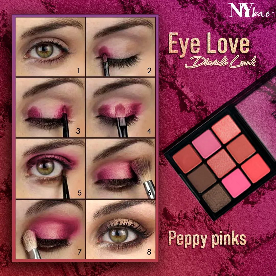 NY Bae Eye Love Eyeshadow Palette - Peppy Pinks 04 (9 g) | 9 In 1 Palette | Pink | Matte & Shimmer | Rich Colour | Long Wear | Super Blendable