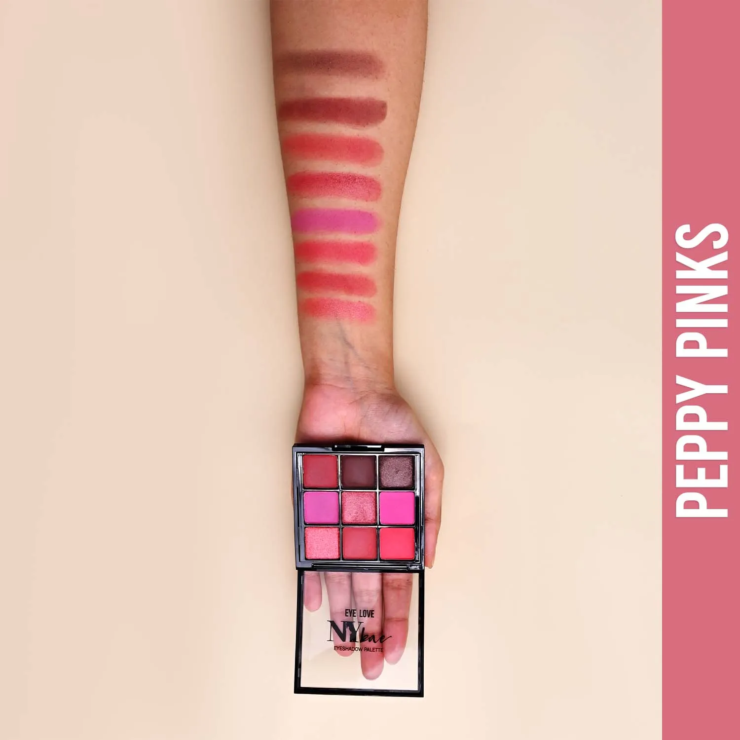 NY Bae Eye Love Eyeshadow Palette - Peppy Pinks 04 (9 g) | 9 In 1 Palette | Pink | Matte & Shimmer | Rich Colour | Long Wear | Super Blendable