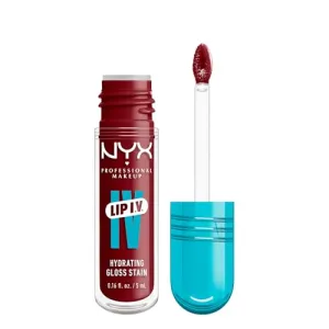 NYX Professional Makeup Lip IV Hydrating Gloss Stain, Lip Gloss, Infused with VITAMINS & COCONUT WATER, Up to 12HR Hydration, High Pigment, Wet Shine Finish, Shade: Cranberry Splash