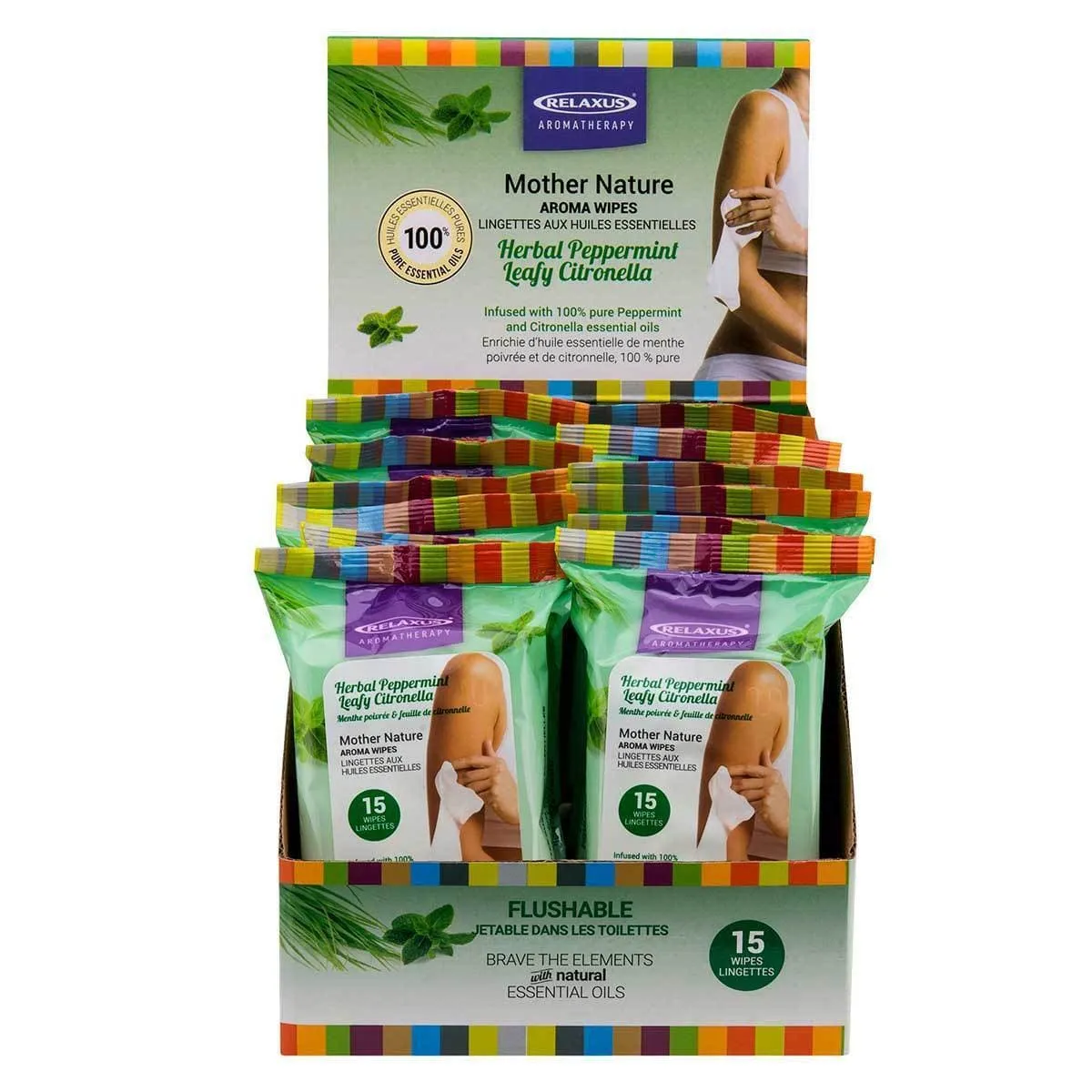 Peppermint and Leafy Citronella Facial Cleansing Wipes - Displayer of 12