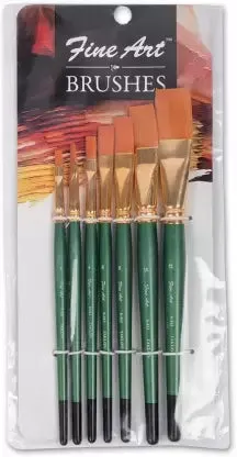 Pidilite Fine Art Paint Brush TSF-7 (S-413) Painting Flat Shape, Set of 7 (Size: 1,2,4,6,8,10,12)