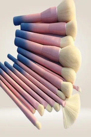 Pink And Blue Gradient Makeup Brush Set - 14 Pack